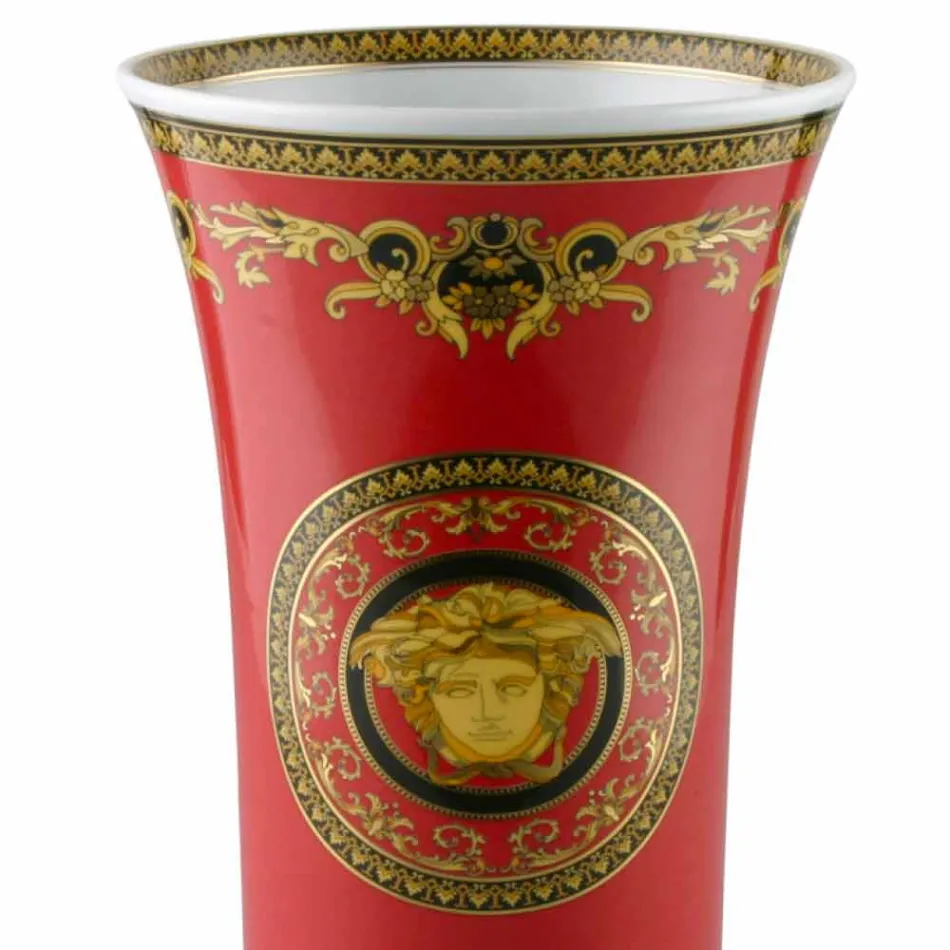 Rosenthal Versace Medusa Rosso Nowoczesny design porcelanowy wazon 34cm Viadurini