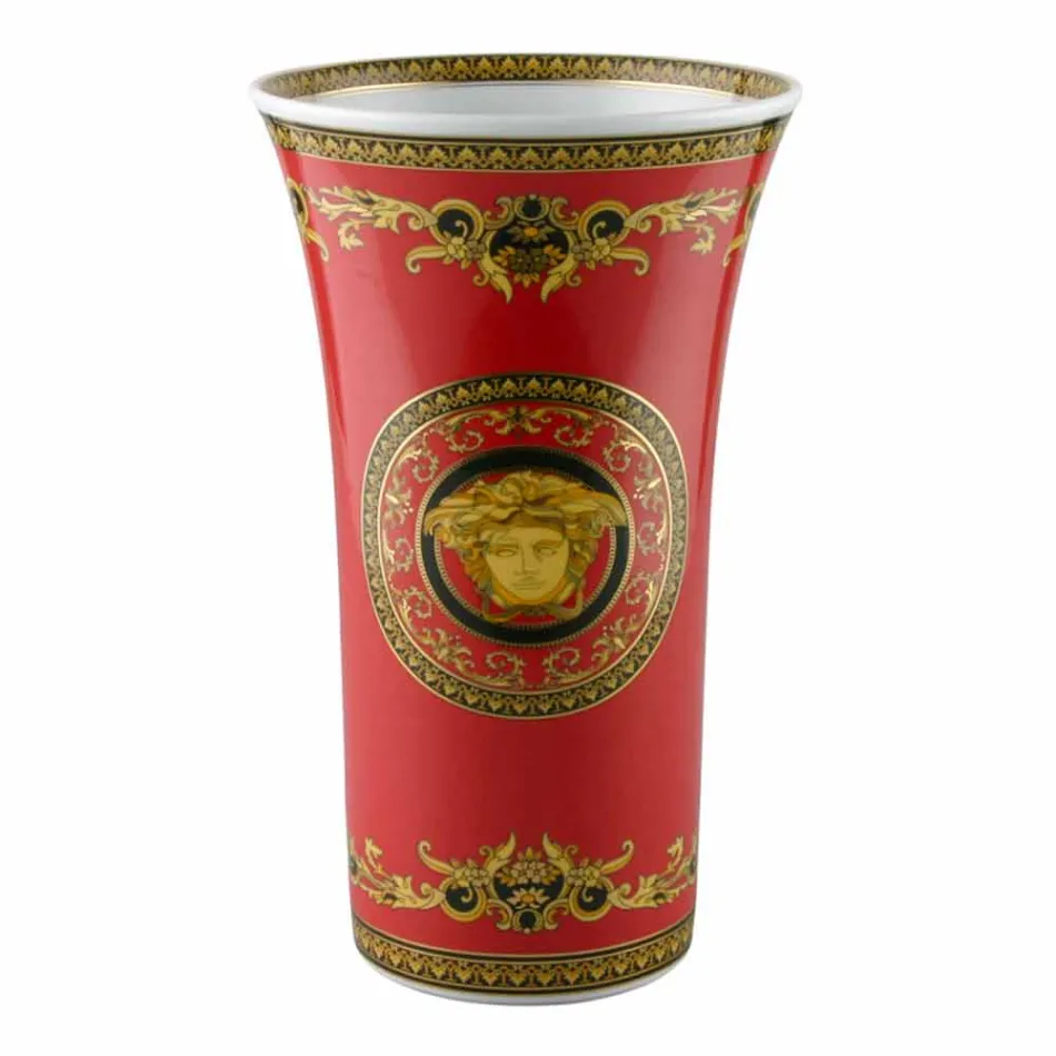 Rosenthal Versace Medusa Rosso Nowoczesny design porcelanowy wazon 34cm Viadurini