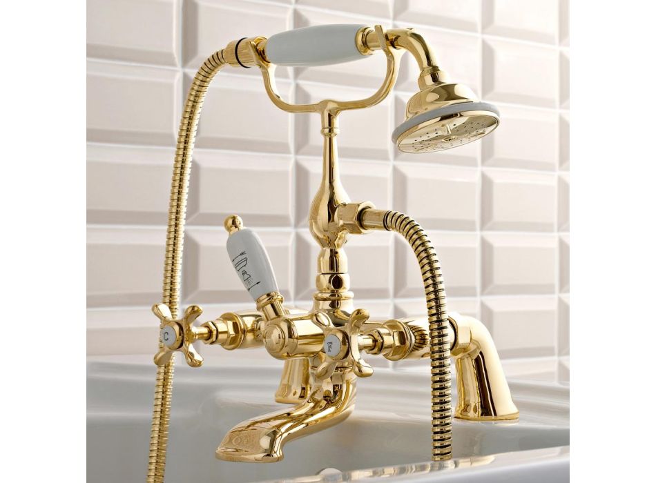 Baterie wannowe z mosiądzu z prysznicem ręcznym w klasycznym luksusowym stylu - Fioretta