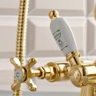 Mosiężna bateria wannowa z główką prysznicową w klasycznym luksusowym stylu - Fioretta Viadurini