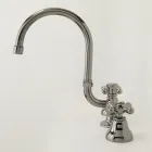 3-otworowa bateria do umywalki łazienkowej z mosiądzu, z wysoką wylewką i odpływem - Ercolina Viadurini