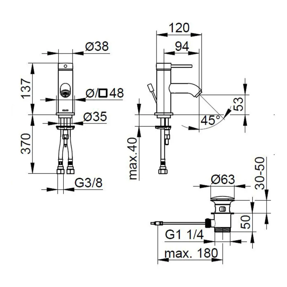 Jednouchwytowa bateria umywalkowa z mosiądzu Okrągły design - Antilio Viadurini