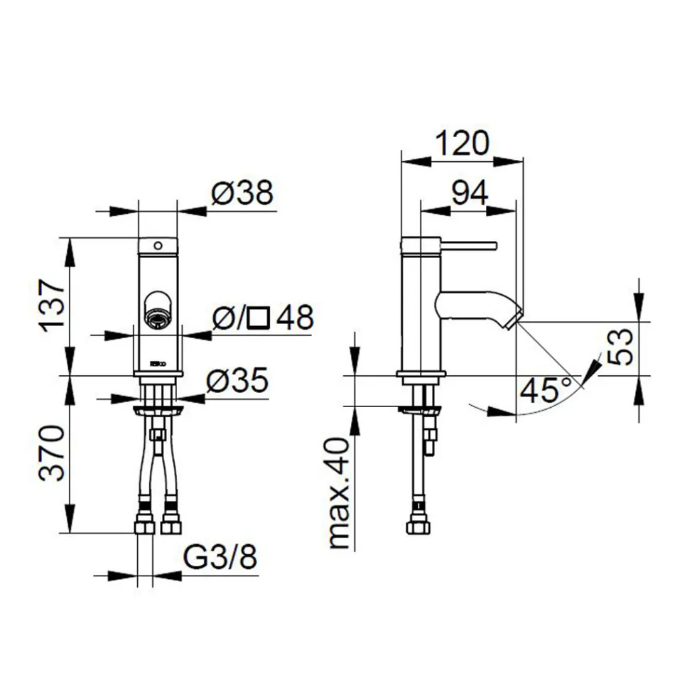 Jednouchwytowa bateria umywalkowa z mosiądzu Okrągły design - Antilio Viadurini