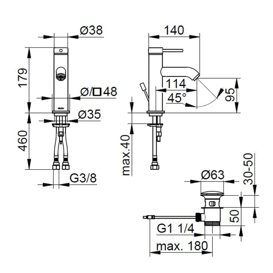 Jednouchwytowa bateria umywalkowa z mosiądzu Okrągły design - Antilio Viadurini
