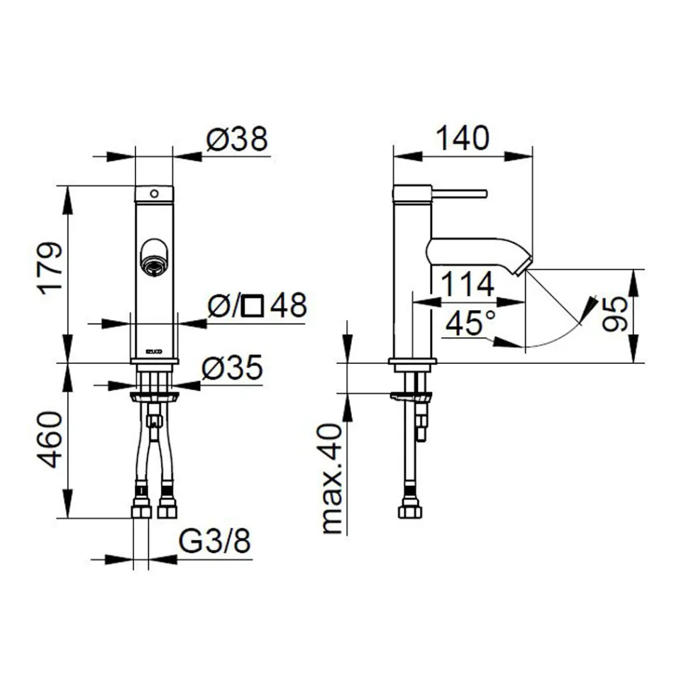 Jednouchwytowa bateria umywalkowa z mosiądzu Okrągły design - Antilio Viadurini