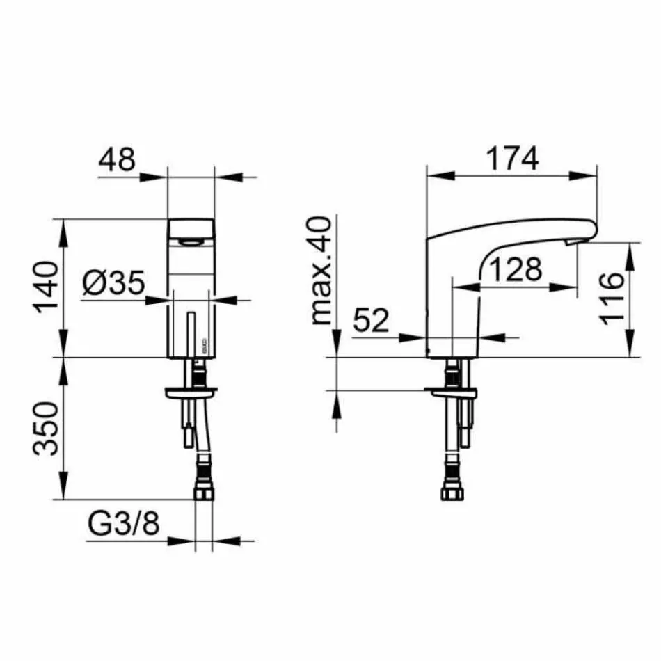 Nowoczesna metalowa bateria umywalkowa z czujnikiem podczerwieni - Gonzo Viadurini