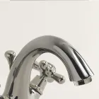 Jednootworowa bateria do umywalki łazienkowej z mosiądzu z odpływem w klasycznym stylu - Ercolina Viadurini