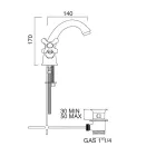 Jednootworowa bateria do umywalki łazienkowej z mosiądzu z odpływem w klasycznym stylu - Ercolina Viadurini