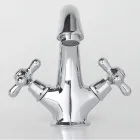 Jednootworowa bateria do umywalki łazienkowej z mosiądzu z odpływem w klasycznym stylu - Ercolina Viadurini