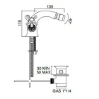 Bateria bidetowa z pojedynczym otworem, mosiądz, z klasycznymi uchwytami motylkowymi – Fioretta Viadurini