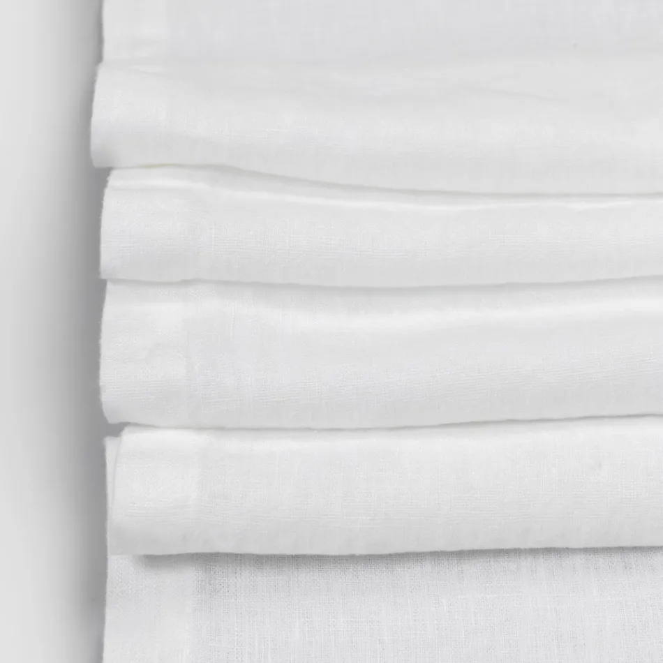 Lniany bieżnik z białą koronką, włoska jakość luksusowa - Farnese Viadurini