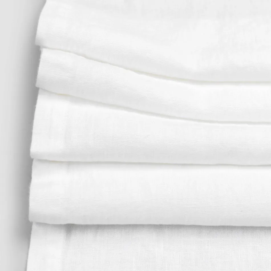 Lniany bieżnik z białą koronką, włoska jakość luksusowa - Farnese Viadurini