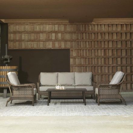 salon z 2 fotelami, 1 sofą i 1 stolikiem kawowym - parasol Viadurini