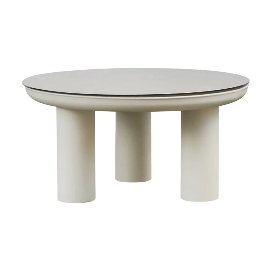 Pokój dzienny składający się z 2 foteli, 1 sofy i 2 stolików kawowych z aluminium - Fusion Viadurini