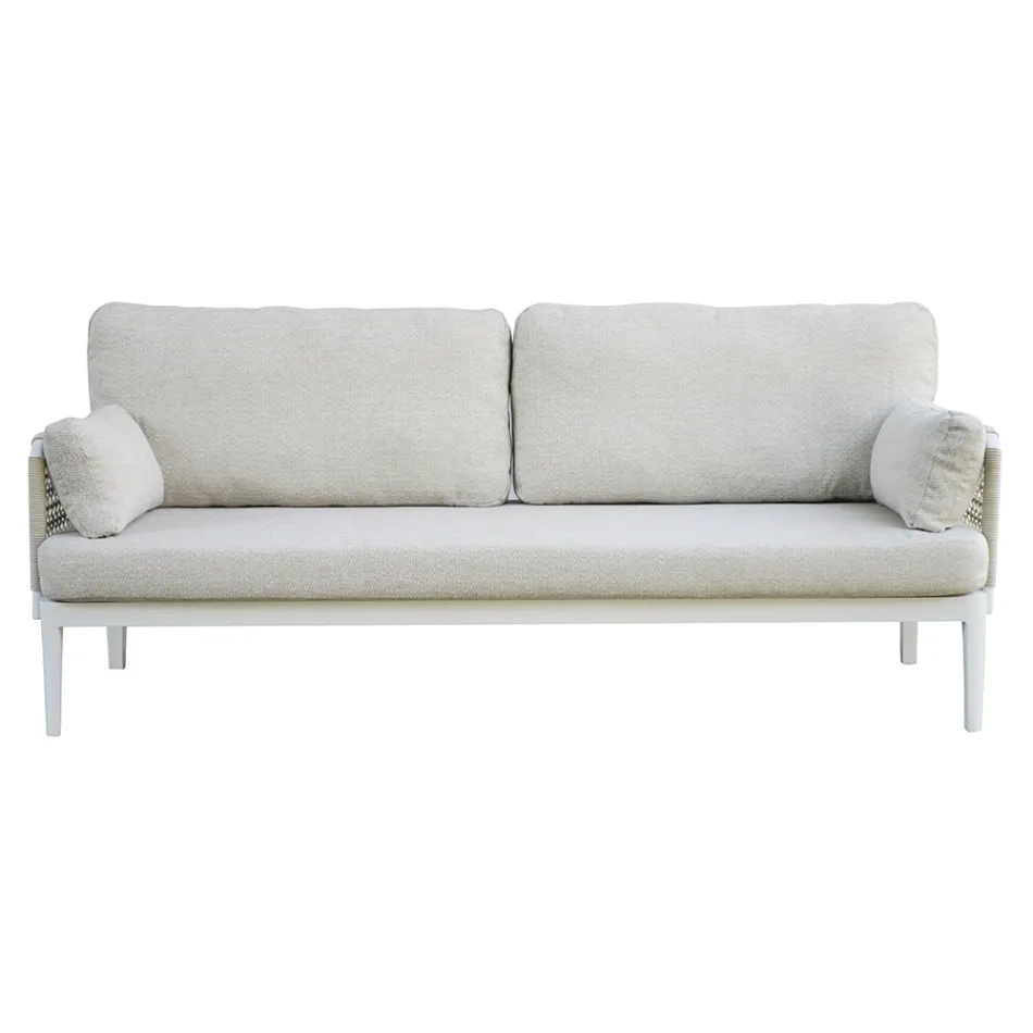 Pokój dzienny składający się z 2 foteli, 1 sofy i stolika kawowego z aluminium - Symphony Viadurini