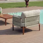 Pokój dzienny składający się z 2 foteli, 1 sofy i stolika kawowego z aluminium - Symphony Viadurini