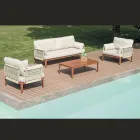 Pokój dzienny składający się z 2 foteli, 1 sofy i stolika kawowego z aluminium - Symphony Viadurini