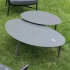 Salon składający się z sofy, foteli i 2 aluminiowych stolików kawowych - Yuma Viadurini