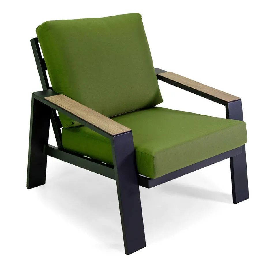 Salon zewnętrzny składający się z 1 sofy, 2 foteli i 1 stolika kawowego - Righello Viadurini