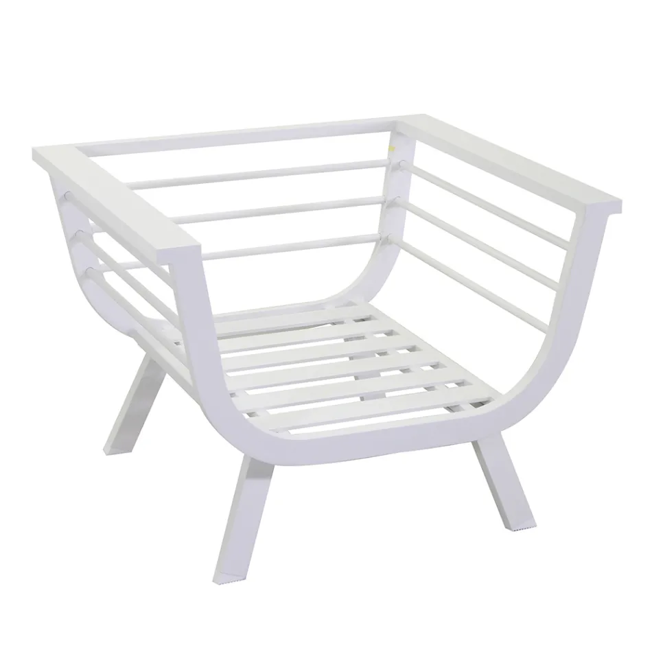 Salon zewnętrzny składający się z 1 sofy 3-osobowej, 2 foteli i 1 stolika kawowego - Righello Viadurini