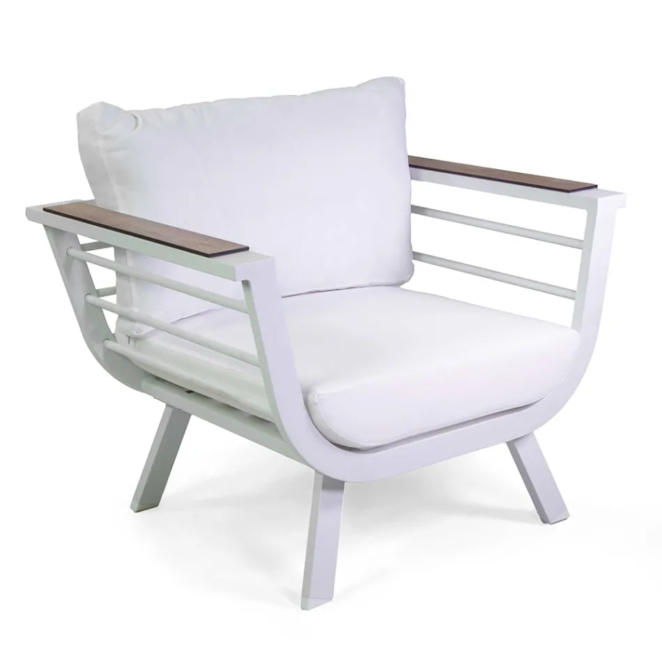 Salon zewnętrzny składający się z 2 foteli i 1 aluminiowego stolika - Righello Viadurini