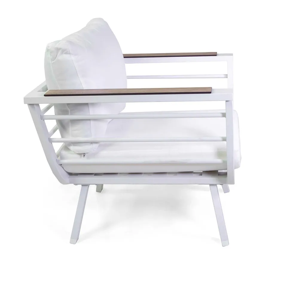 Salon zewnętrzny składający się z 2 foteli i 1 aluminiowego stolika - Righello Viadurini