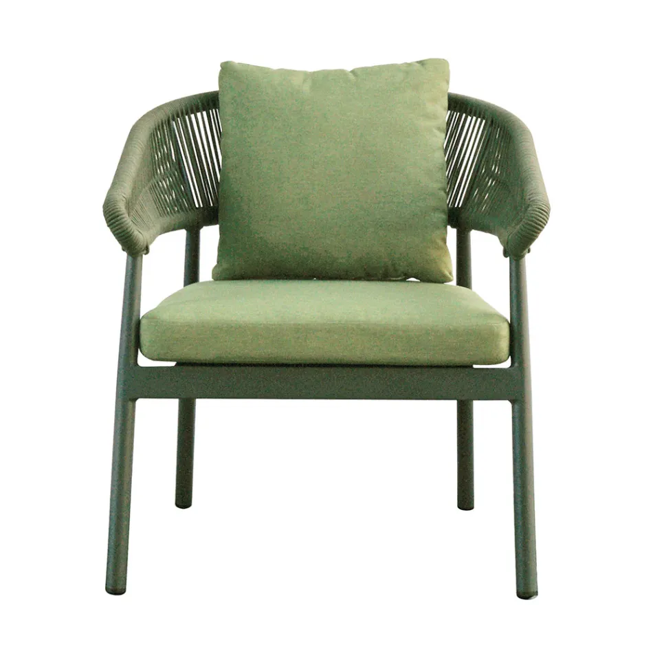 Salon zewnętrzny z poduszkami i zaokrąglonymi podłokietnikami - Zenith Viadurini