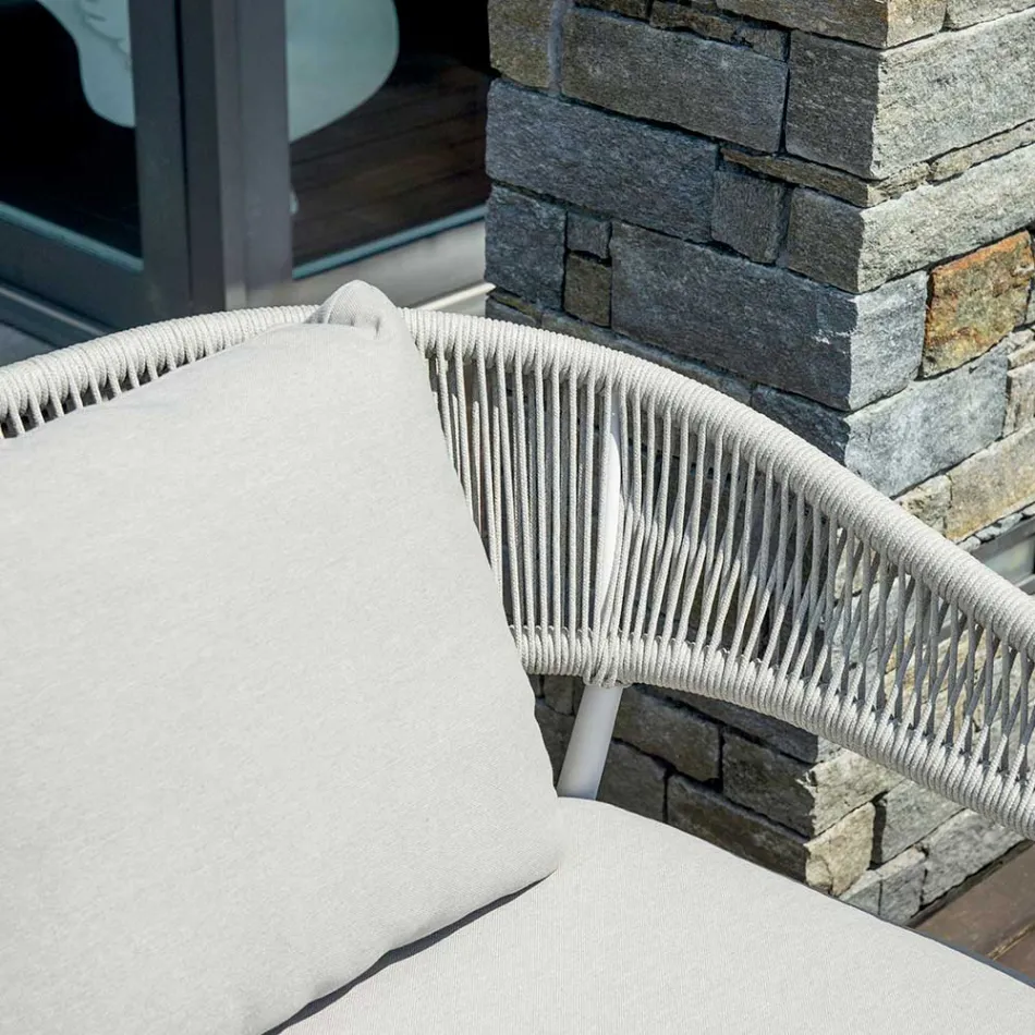 Salon zewnętrzny z zaokrąglonymi poduszkami i podłokietnikami - Zenith Viadurini