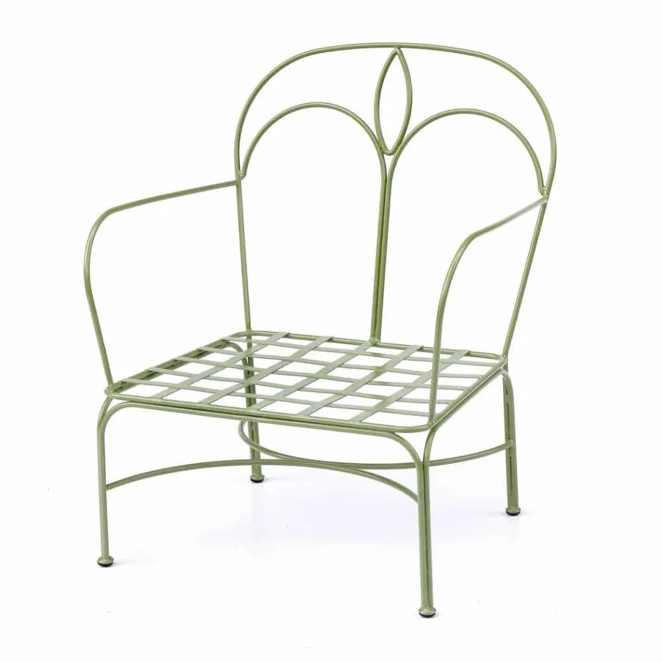 Salon na świeżym powietrzu z ręcznie wykonaną żelazną konstrukcją Made in Italy - Melinda Viadurini