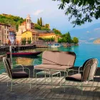 Salon na świeżym powietrzu z ręcznie wykonaną żelazną konstrukcją Made in Italy - Melinda Viadurini