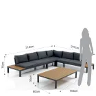 Pokój dzienny na świeżym powietrzu i wewnątrz składający się z 1 narożnej sofy i 1 stolika kawowego - Savoir Viadurini