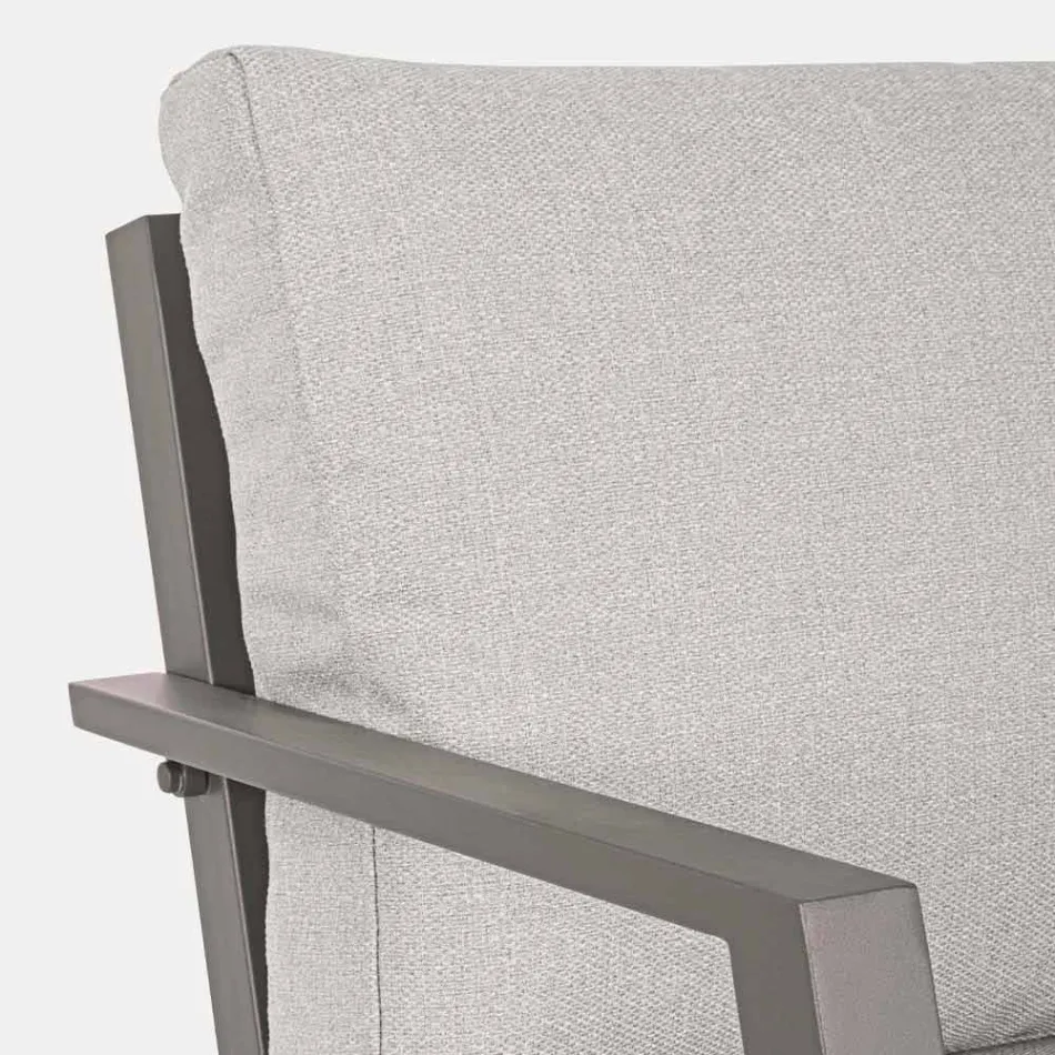 Zewnętrzny salon z aluminium z poduszkami pokrytymi tkaniną - Armonia Viadurini