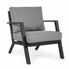 Zewnętrzny salon z aluminium z poduszkami pokrytymi tkaniną - Armonia Viadurini