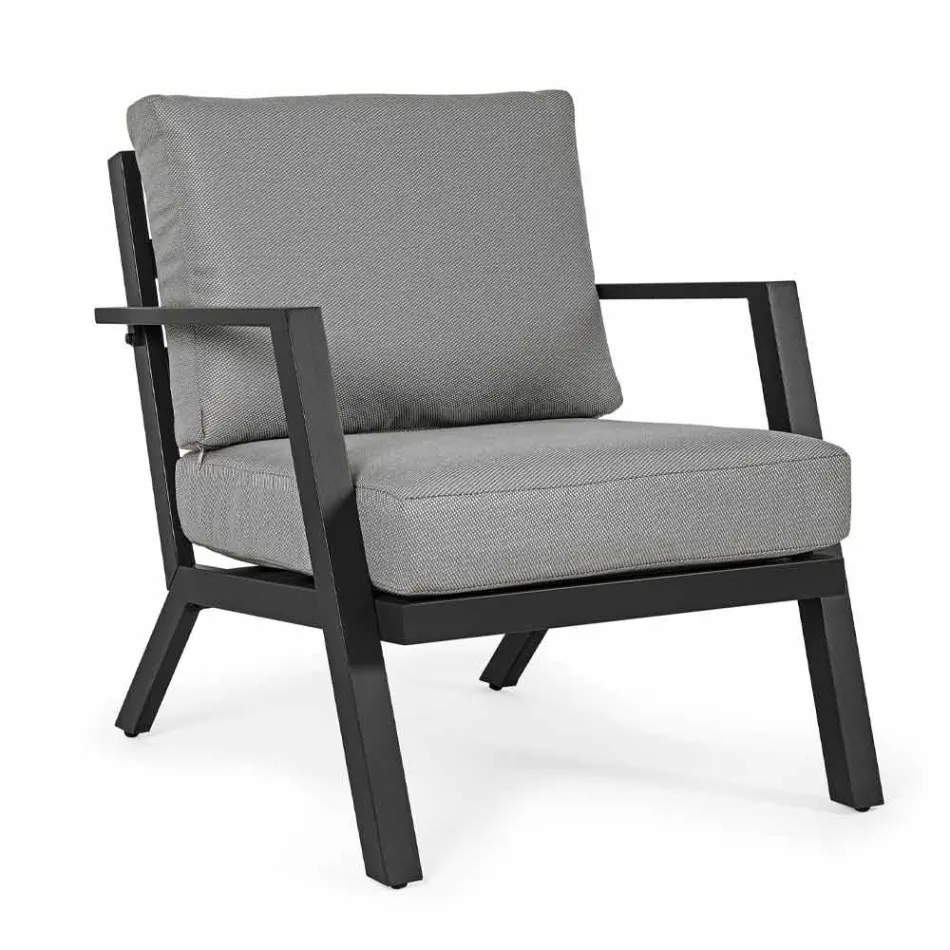 Zewnętrzny salon z aluminium z poduszkami pokrytymi tkaniną - Armonia Viadurini