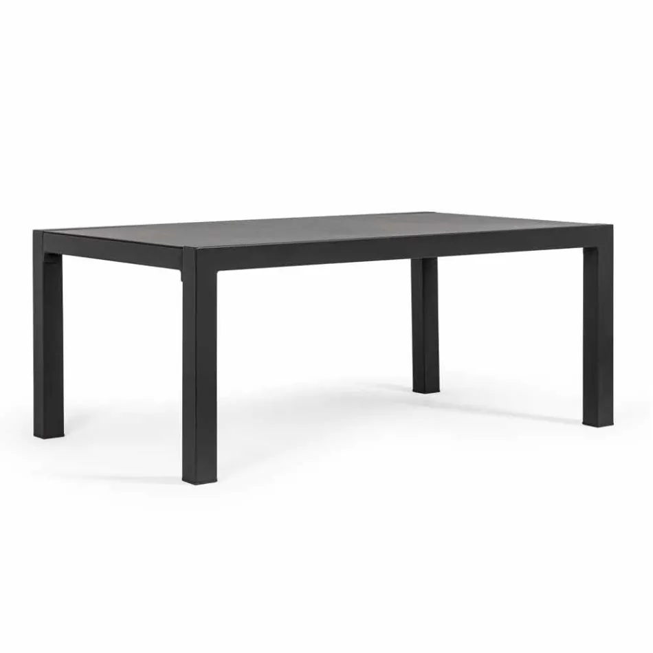 Zewnętrzny salon z aluminium z poduszkami pokrytymi tkaniną - Armonia Viadurini