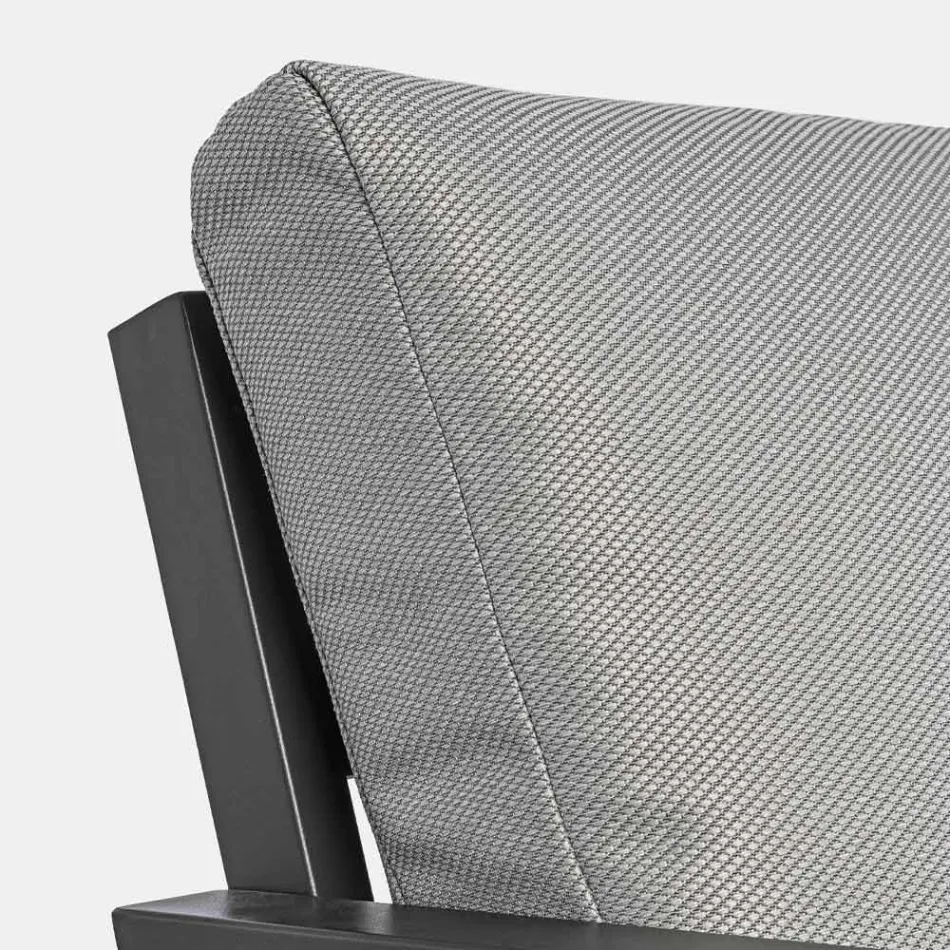 Zewnętrzny salon z aluminium z poduszkami pokrytymi tkaniną - Armonia Viadurini