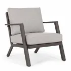 Zewnętrzny salon z aluminium z poduszkami pokrytymi tkaniną - Armonia Viadurini