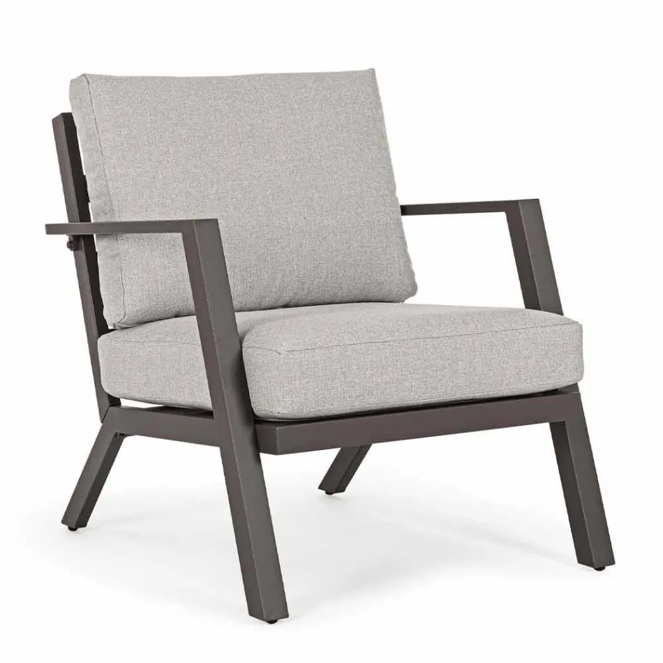 Zewnętrzny salon z aluminium z poduszkami pokrytymi tkaniną - Armonia Viadurini