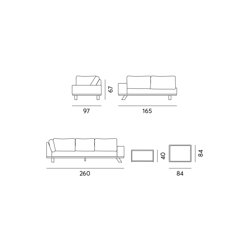Salon na świeżym powietrzu z czarnego aluminium z ceramicznym stolikiem kawowym - Ghislain Viadurini