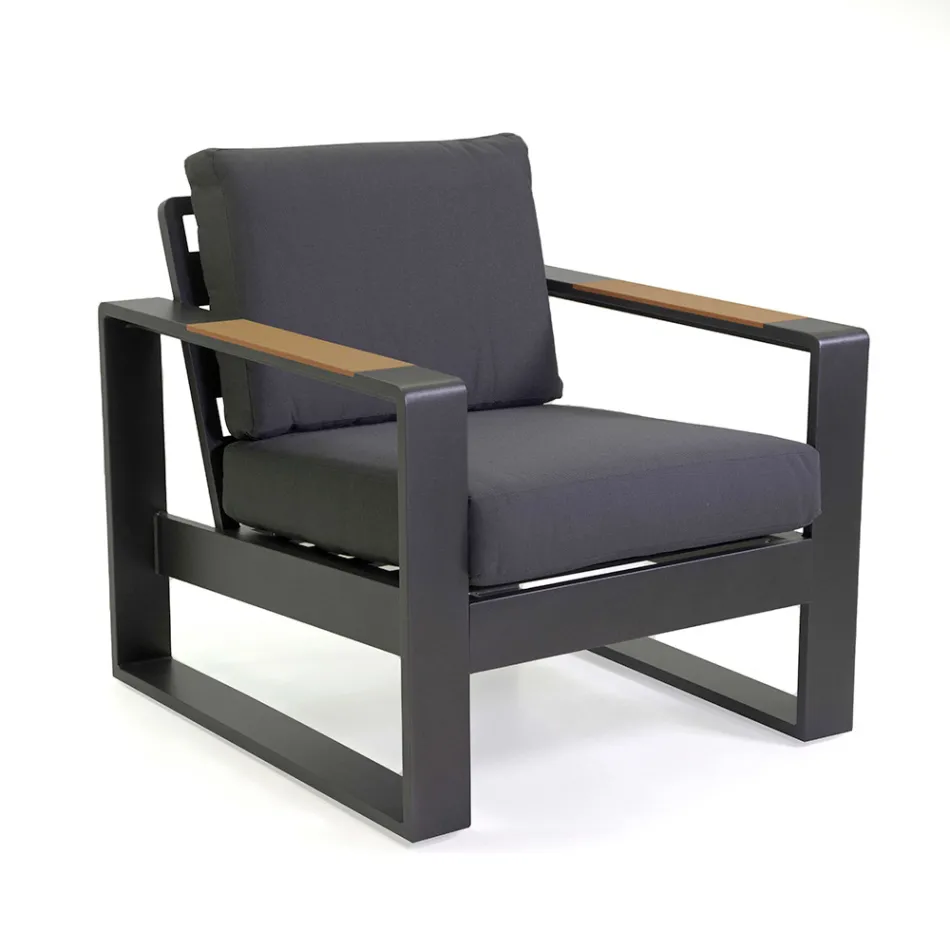 Podłokietniki z aluminium i drewna poliestrowego - City Viadurini