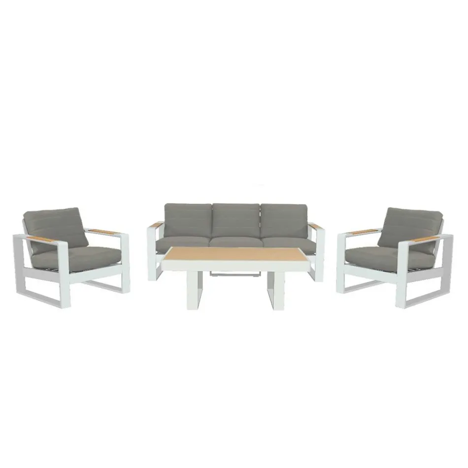 Podłokietniki z aluminium i drewna poliestrowego - City Viadurini