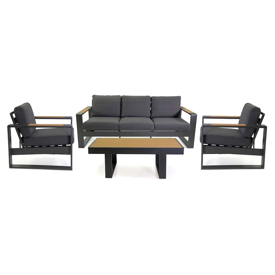 Podłokietniki z aluminium i drewna poliestrowego - City Viadurini