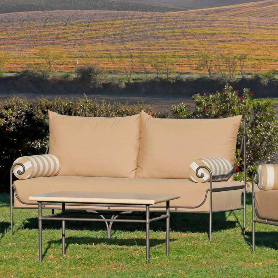 Artisan Garden Lounge z żelazną konstrukcją Made in Italy - Lisotto Viadurini