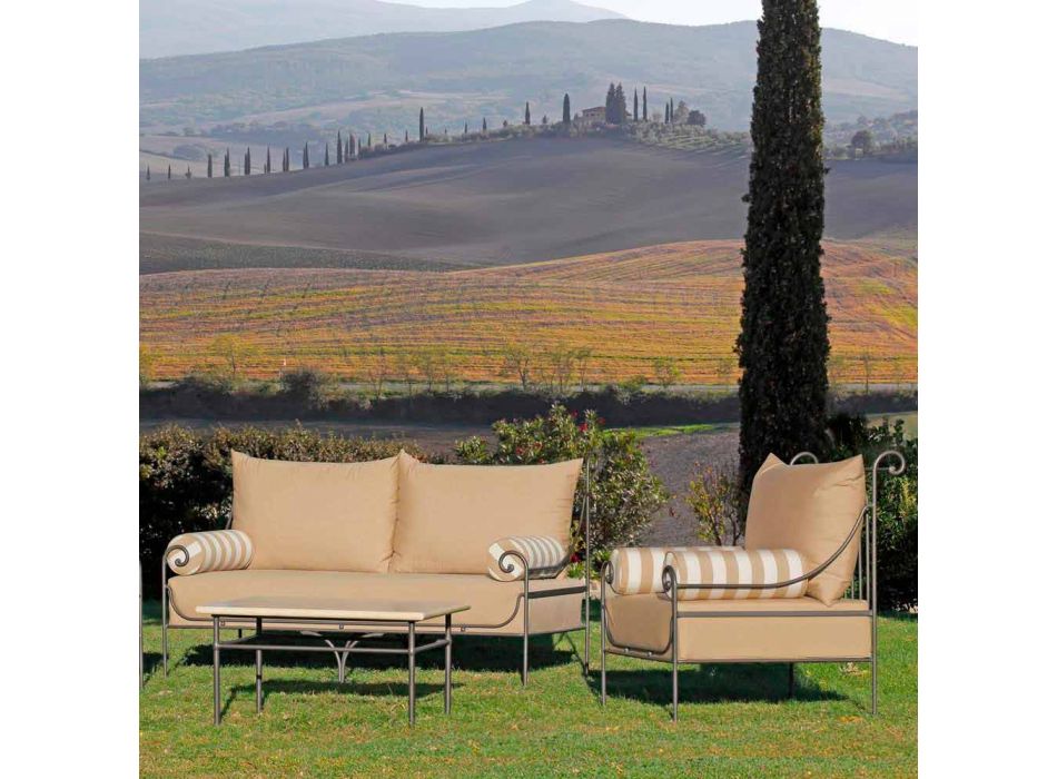 Artisan Garden Lounge z żelazną konstrukcją Made in Italy - Lisotto Viadurini