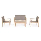 Salon ogrodowy z 1 sofą, 2 fotelami i 1 stolikiem kawowym - Plan Viadurini