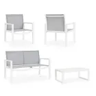 Salon ogrodowy z 1 sofą, 2 fotelami i 1 stolikiem kawowym - Plan Viadurini