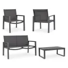 Salon ogrodowy z 1 sofą, 2 fotelami i 1 stolikiem kawowym - Plan Viadurini