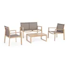 Salon ogrodowy z 1 sofą, 2 fotelami i 1 stolikiem kawowym - Plan Viadurini