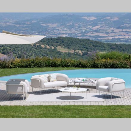Salon ogrodowy z 1 sofą i 2 fotelami Made in Italy - Sadzarka Viadurini