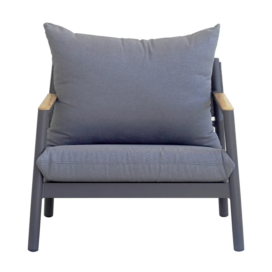 Salon ogrodowy z 2 fotelami, 1 sofą i 1 aluminiowym stołem - Minni Viadurini